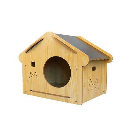 Wholesale Four Seasons Pet Wooden House Cat's Nest Kennel Bedroom Home Wooden Splicing Assembly Cat and Dog Universal House