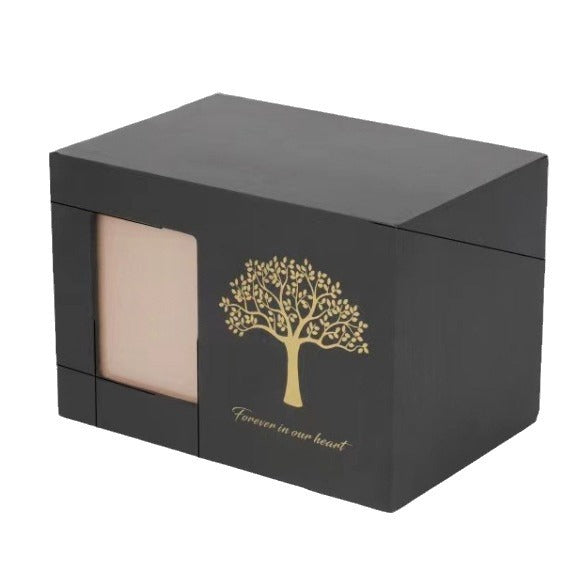 Black Tree of Life Urn Solid Wood Pet Memorial Urn Framed Dog Funeral Box