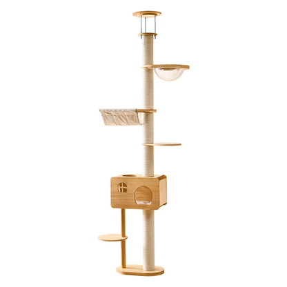 Solid wood cat climbing frame, cat nest, cat tree integrated household does not occupy an area, cat jumping platform, space capsule, sky pillar, universal in all seasons