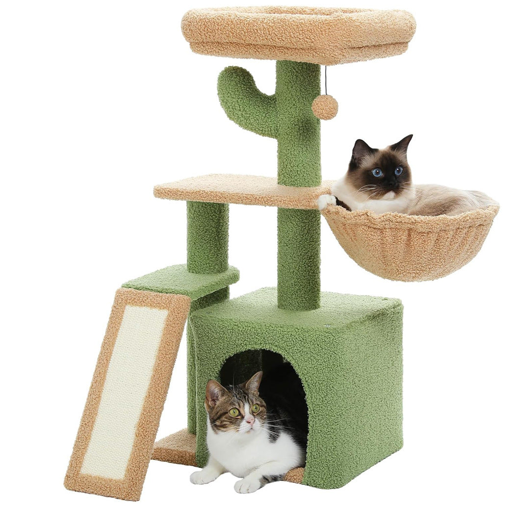 Wholesale cat climbing frame Wooden Cat Climbing Rack Cactus Cat Scratch Post Sisal Cat Toy Vertical Cat Scratch Rack Simple Cat Nest