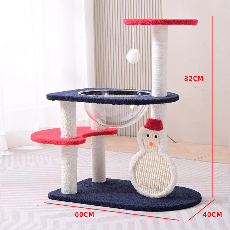 Wholesale cat climbing frame cat nest integrated Christmas tree multi-layer space capsule cat scratching column big cat special cat climbing frame indoor