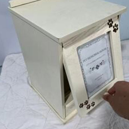 Pet commemorative urn, small house-shaped urn, with photo frame, with small drawers