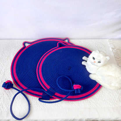 Cotton rope woven cat scratching pad, play and sleep integrated mat, wear-resistant and non-crumb cat nest, universal cat mat for all seasons