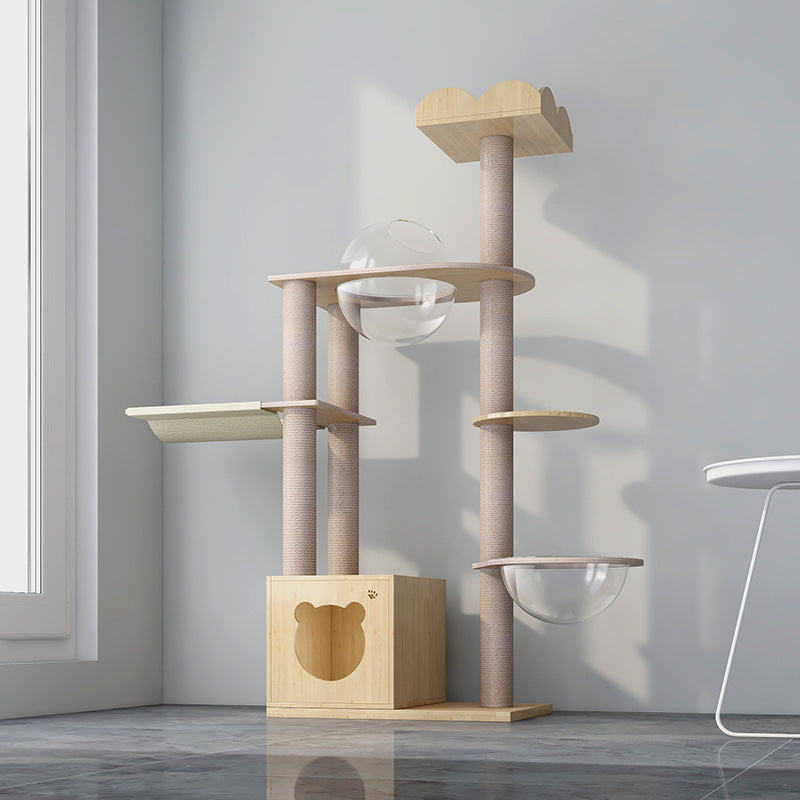 Large cat climbing frame cat frame solid wood cat tree space capsule cat nest cat rack jumping platform integrated