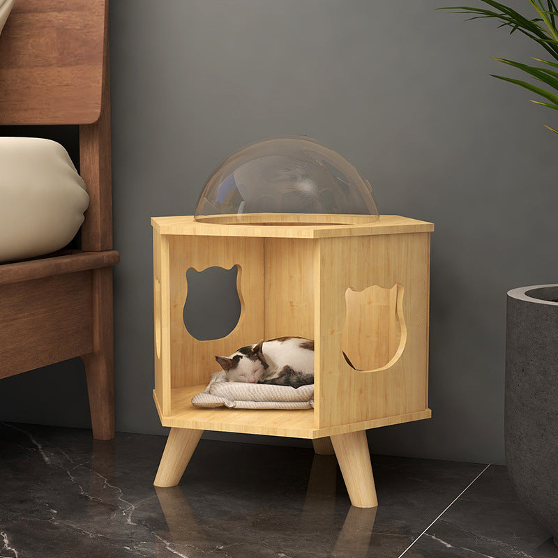 cattery 2024 Cat House Cat House Semi-enclosed Cat Nest Universal Solid Wood Cat Nest in All Seasons