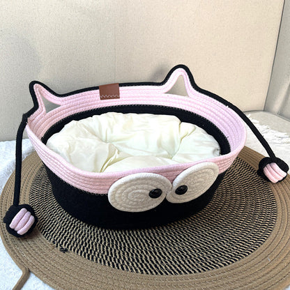 New woven cat nest in summer, pet nest, universal in all seasons, wear-resistant and scratch-resistant, self-hi ball integrated, washable and warm nest