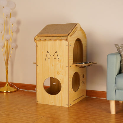 Wholesale Four Seasons Pet Wooden House Cat's Nest Kennel Bedroom Home Wooden Splicing Assembly Cat and Dog Universal House