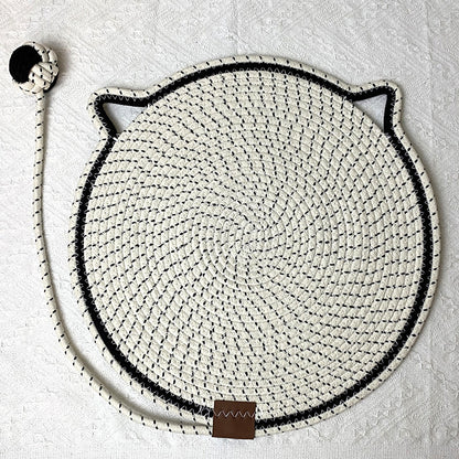Cotton rope woven cat scratching pad toy ball integrated cat sleeping pad scratch resistant wear resistant washable pet pad