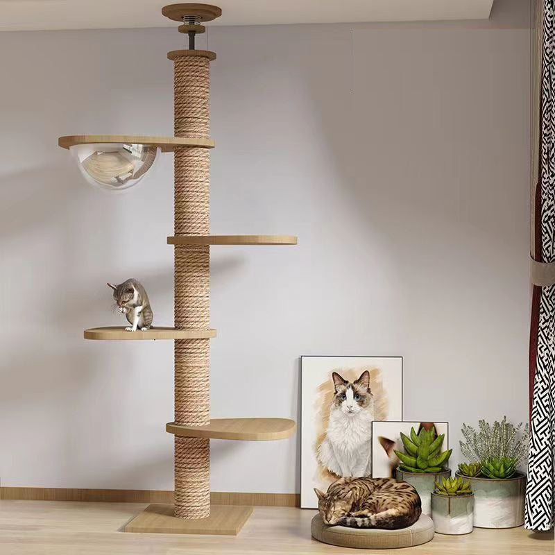 Wholesale Cat Climbing Frame Cat Nest Cat Tree Integrated Solid Wood Top Heaven and Earth Tongtian Post Cat Toy Cat Scratch Board Stable Cat Post