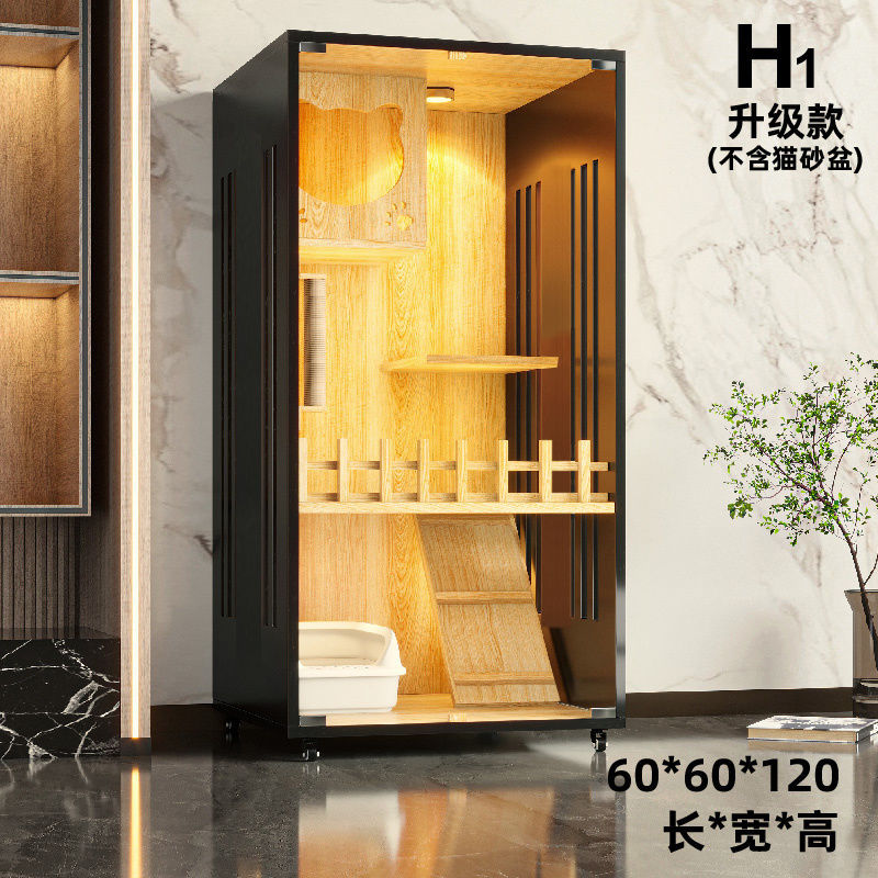 Wooden cat villa on the second and third floors of the super large cat cage cat house cat house home indoor cat house cat kennel pet cabinet