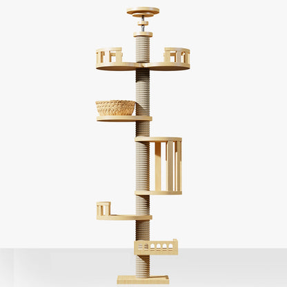 Wholesale Solid Wood Tongtian Wooden Cat Scratch Post Cat Climbing Frame Cat Jump Platform Pet Toy Factory Cat Nest Cat Tree