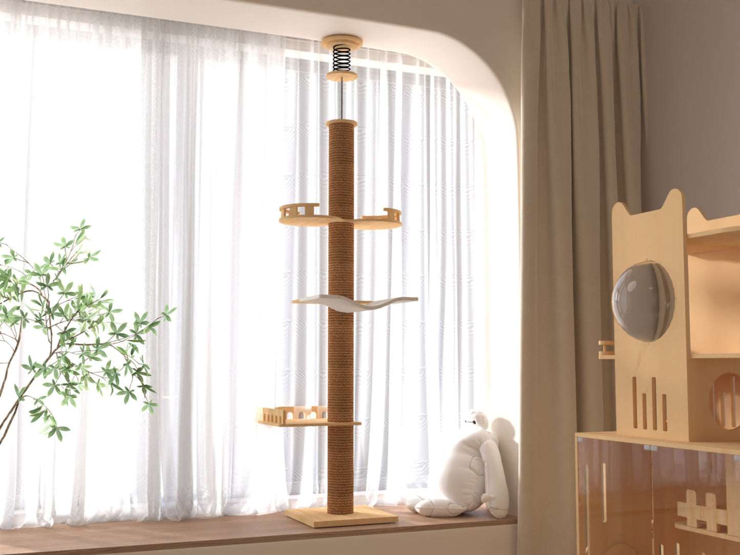 Wholesale Cat Climbing Frame Cat Nest Cat Tree Integrated Solid Wood Top Heaven and Earth Tongtian Post Cat Toy Cat Scratch Board Stable Cat Post