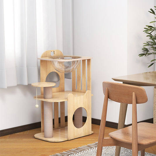 Cat climbing frame Cat scratching tree Space capsule Cat shelf Small cat climbing frame Solid wood cat frame Cat litter Cat tree integrated