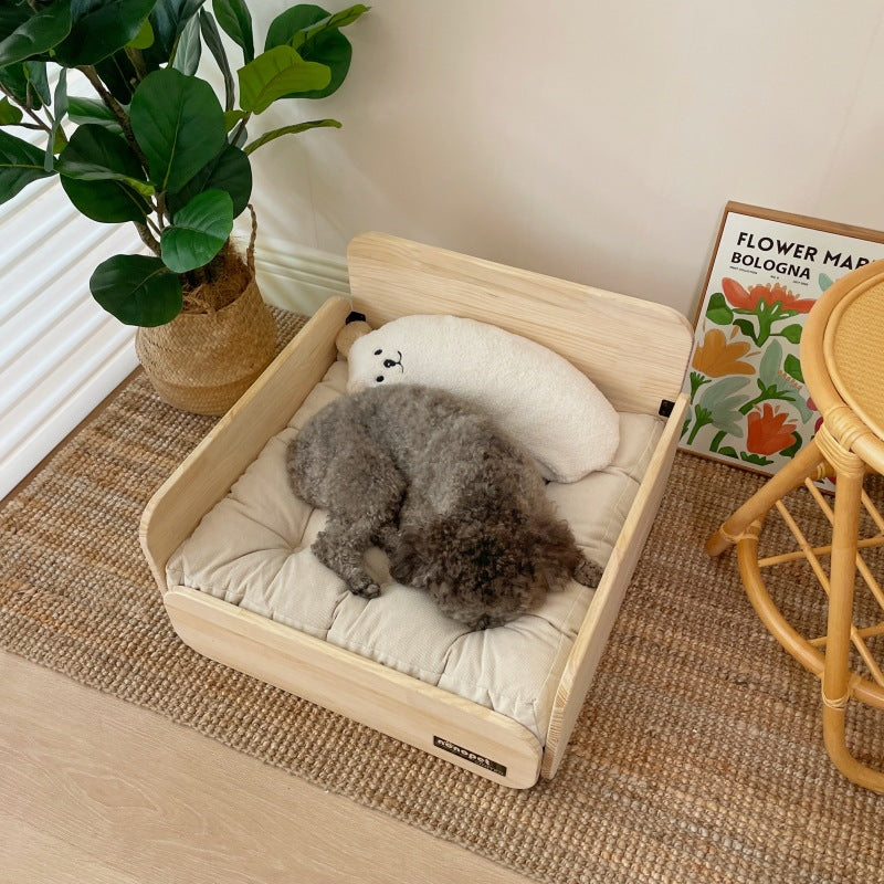 Pet sofa, wooden pet cat and dog bed, pet sofa universal in all seasons, ground-free sofa, small dog nest