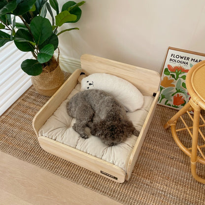 Pet sofa, wooden pet cat and dog bed, pet sofa universal in all seasons, ground-free sofa, small dog nest