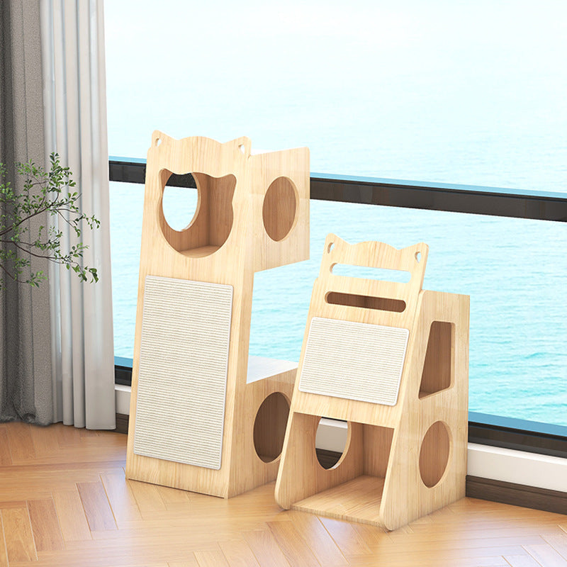 2024 New Multifunctional Cat House Solid Wood Cat House Sisal Mat Space Capsule Cat Nest