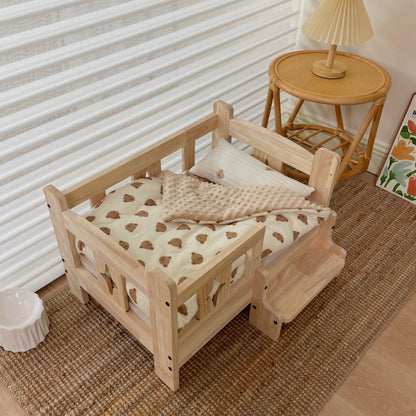 Pet wooden bed, dog wooden bed, pet dog cat wooden bed, small and medium-sized dogs, off-ground four-season wooden nest