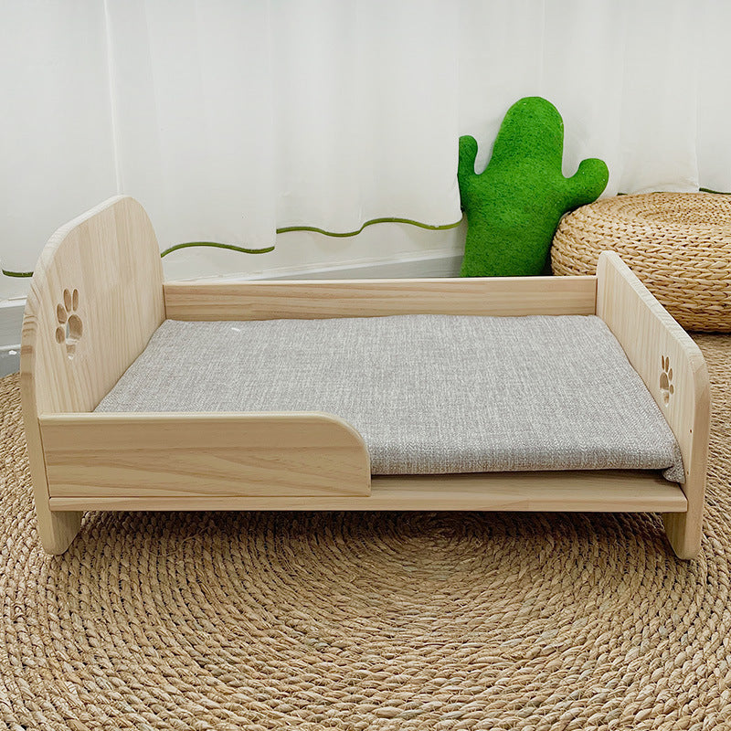 Four-season universal simple wind small wooden bed, cats and other small pets, the style is fashionable and cute, breathable and not damp