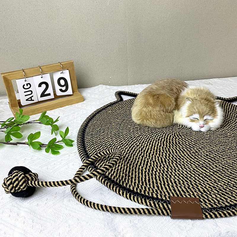 Cotton rope woven cat scratching pad toy ball integrated cat sleeping pad scratch resistant wear resistant washable pet pad