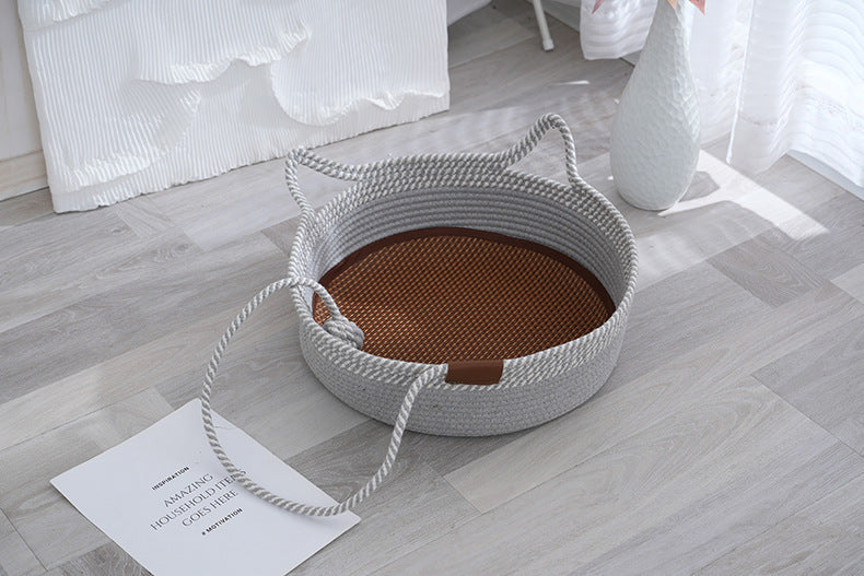 Straw winter warm cat nest, cattail grass weaving cat supplies universal in all seasons, super large pet nest spot