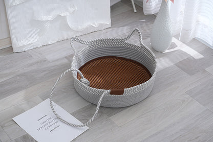 Straw winter warm cat nest, cattail grass weaving cat supplies universal in all seasons, super large pet nest spot