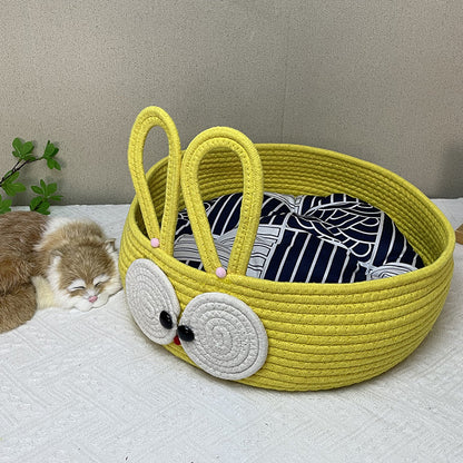 New woven cat litter summer woven cat litter four-season universal cat supplies cotton rope cat scratching board pet litter
