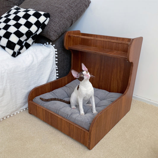 Pet sofa bed, cat and dog litter, wooden small bed, surrounded, with bottom cushion, small dog and cat universal four-season kennel