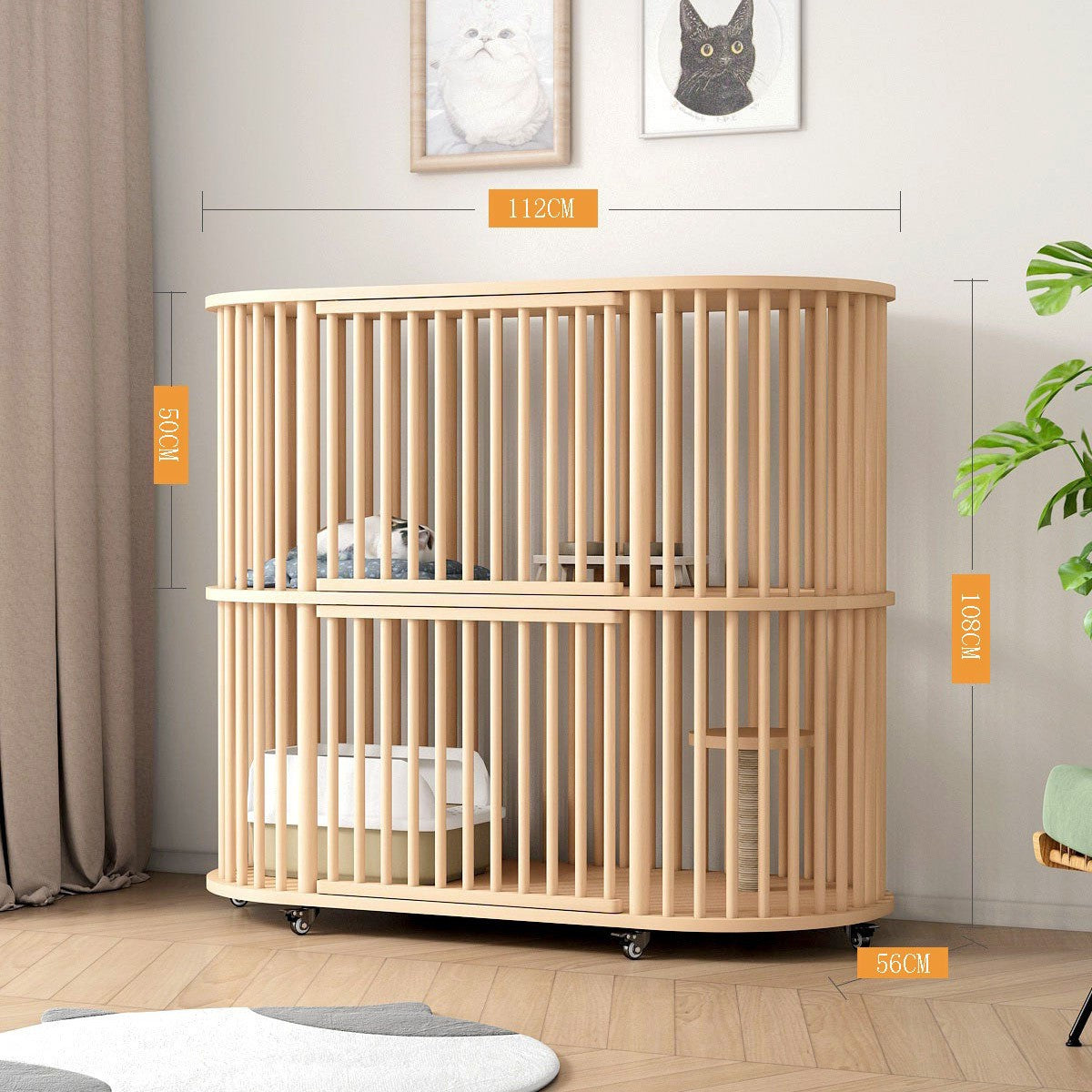 Cat villa,Double-layer solid wood cat cage oversized space indoor cat villa removable cat cabinet cat cage cat house cat room breeding cat nest