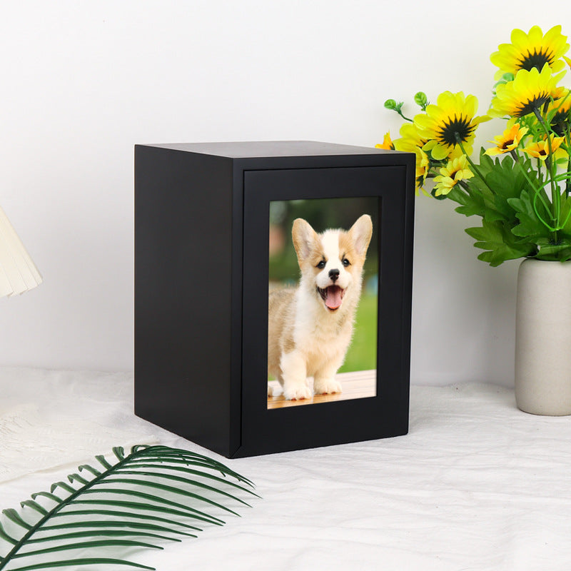 Creative pet urn commemorative collection box cat dog animal wooden box can hold photo animals