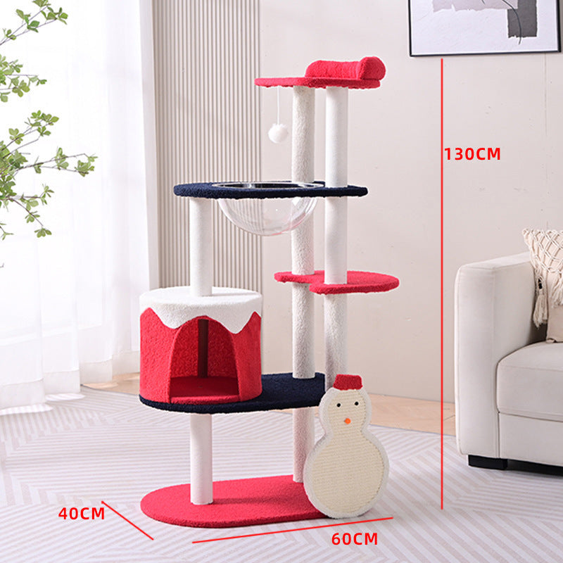 Wholesale cat climbing frame cat nest integrated Christmas tree multi-layer space capsule cat scratching column big cat special cat climbing frame indoor