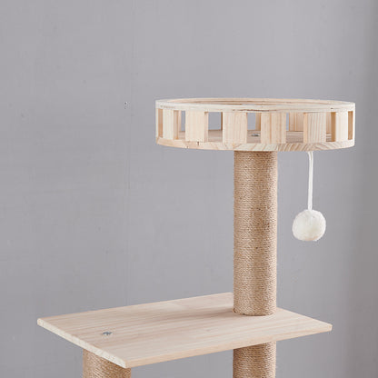 Wholesale Solid Wood Cat Climbing Frame Cat Jumping Platform Cat Scratch Post Resistant Scratch Hemp Pillar Cat Ball Pet Toys