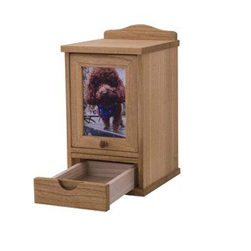 Pet commemorative urn, small house-shaped urn, with photo frame, with small drawers