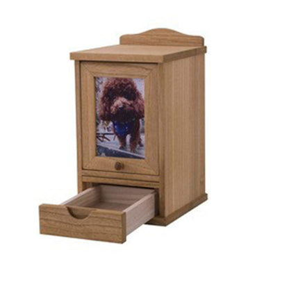 Pet commemorative urn, small house-shaped urn, with photo frame, with small drawers