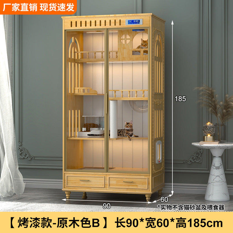 Luxury solid wood new cat villa large space cat cage household cat house cat cabinet opposite door cat villa