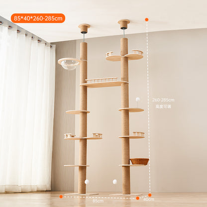 Tongtian pillar cat climbing frame cat nest cat tree integrated cat toy cat scratching board sisal large cat frame solid wood cat jumping platform