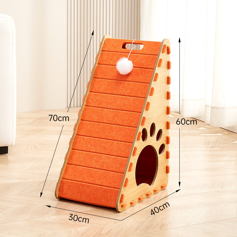 The cat litter is integrated, wear-resistant and non-crumb-resistant, cat scratch-resistant, triangular large vertical felt cat claw board, anti-cat scratch.