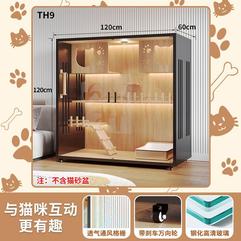 Cat Villa Wooden Cat Cage Household Indoor Double-layer Cat Cabinet Three-layer Cat House Pet Cabinet Cat Nest Cat House