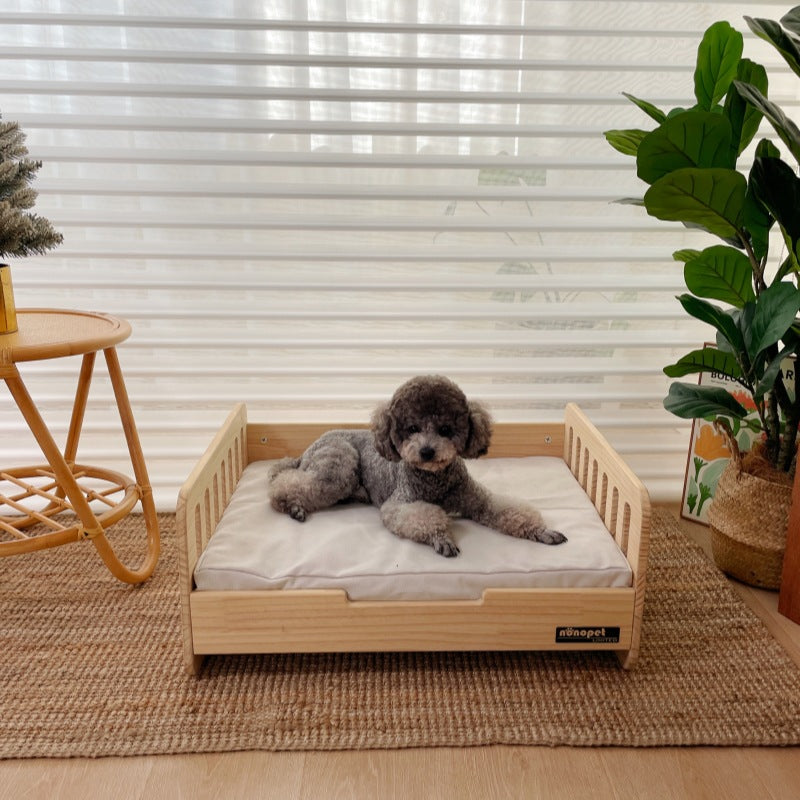 Pet wooden bed, double-sided wooden bed, pet cat and dog off-ground pet bed, all-season small dog removable pet bed