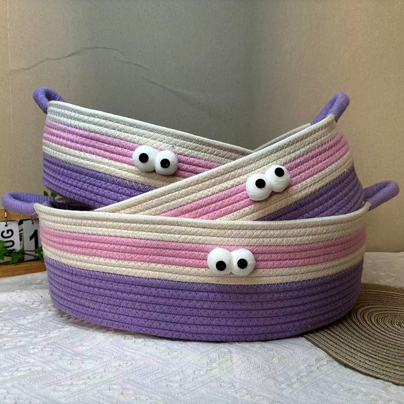 Woven cat nest, big-eyed cute pet nest, universal in all seasons, scratch-resistant and bite-resistant, washable without debris, summer cool nest, cat cat bed