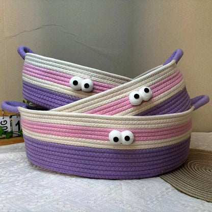 Woven cat nest, big-eyed cute pet nest, universal in all seasons, scratch-resistant and bite-resistant, washable without debris, summer cool nest, cat cat bed