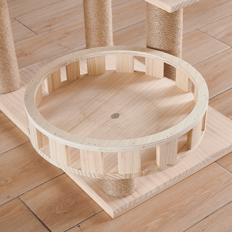 Wholesale Solid Wood Cat Climbing Frame Cat Jumping Platform Cat Scratch Post Resistant Scratch Hemp Pillar Cat Ball Pet Toys