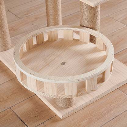 Wholesale Solid Wood Cat Climbing Frame Cat Jumping Platform Cat Scratch Post Resistant Scratch Hemp Pillar Cat Ball Pet Toys