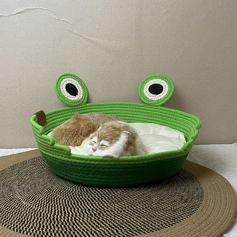 Woven cat nest frog prince design pet nest universal in all seasons washable grinding claws cat scratching board integrated sleeping nest