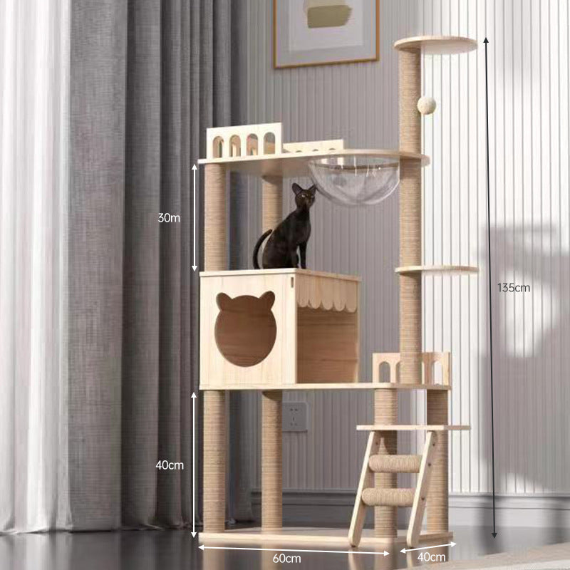 Cat climbing frame cat nest cat tree integrated household solid wood cat shelf space capsule cat nest cat observation platform cat jumping platform