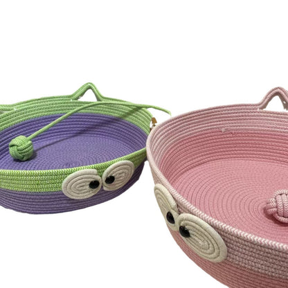 New green-eyed cute design pet nest, all-season cat litter and dog litter, two-color toy ball integrated nest