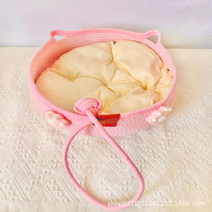 Universal in all seasons, wear-resistant, winter sleeping cat nest chips, pets can be woven with water, but cannot be washed off, scratching cat nest cotton and linen nest