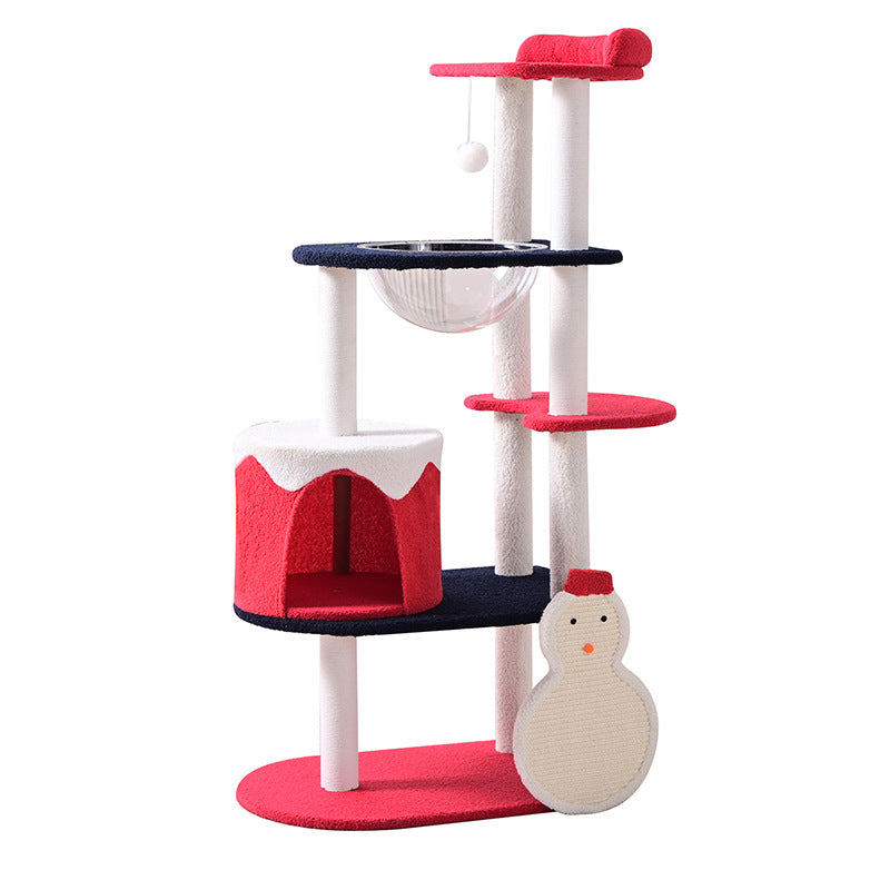 Wholesale cat climbing frame cat nest integrated Christmas tree multi-layer space capsule cat scratching column big cat special cat climbing frame indoor
