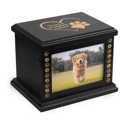 Pet urn, wooden black frame, suitable for cats and dogs and other pets
