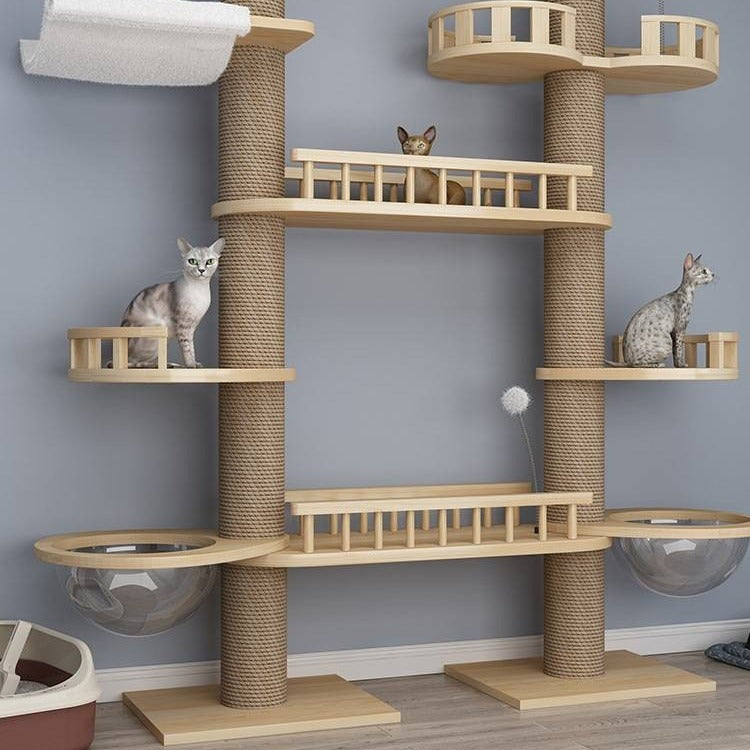 Wholesale cat climbing frame luxury Tongtian cat scratching column cat jumping platform pet hammock factory wholesale cat nest top Tmall tree