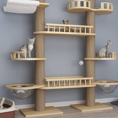 Wholesale cat climbing frame luxury Tongtian cat scratching column cat jumping platform pet hammock factory wholesale cat nest top Tmall tree